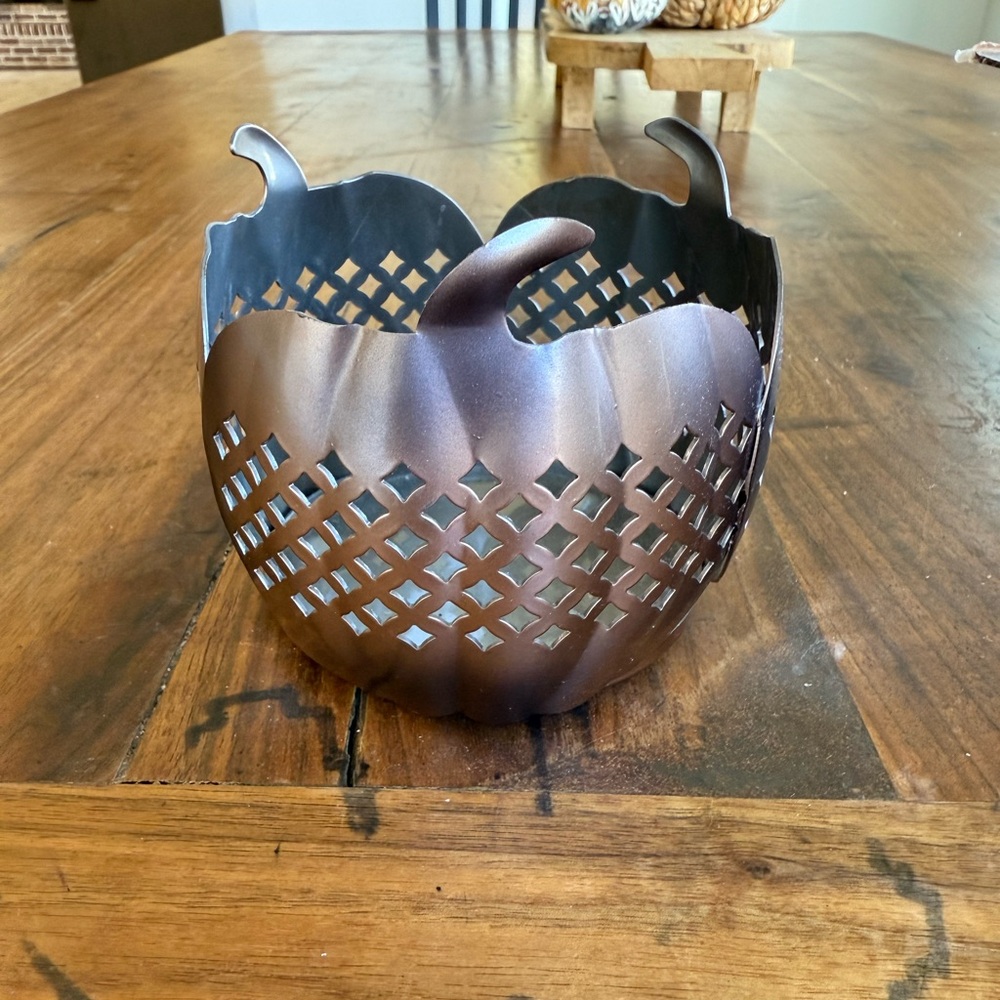 Bronze Pumpkin Candle Holder